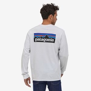Patagonia Men's Long-Sleeved P-6 Logo white sweatshirt
